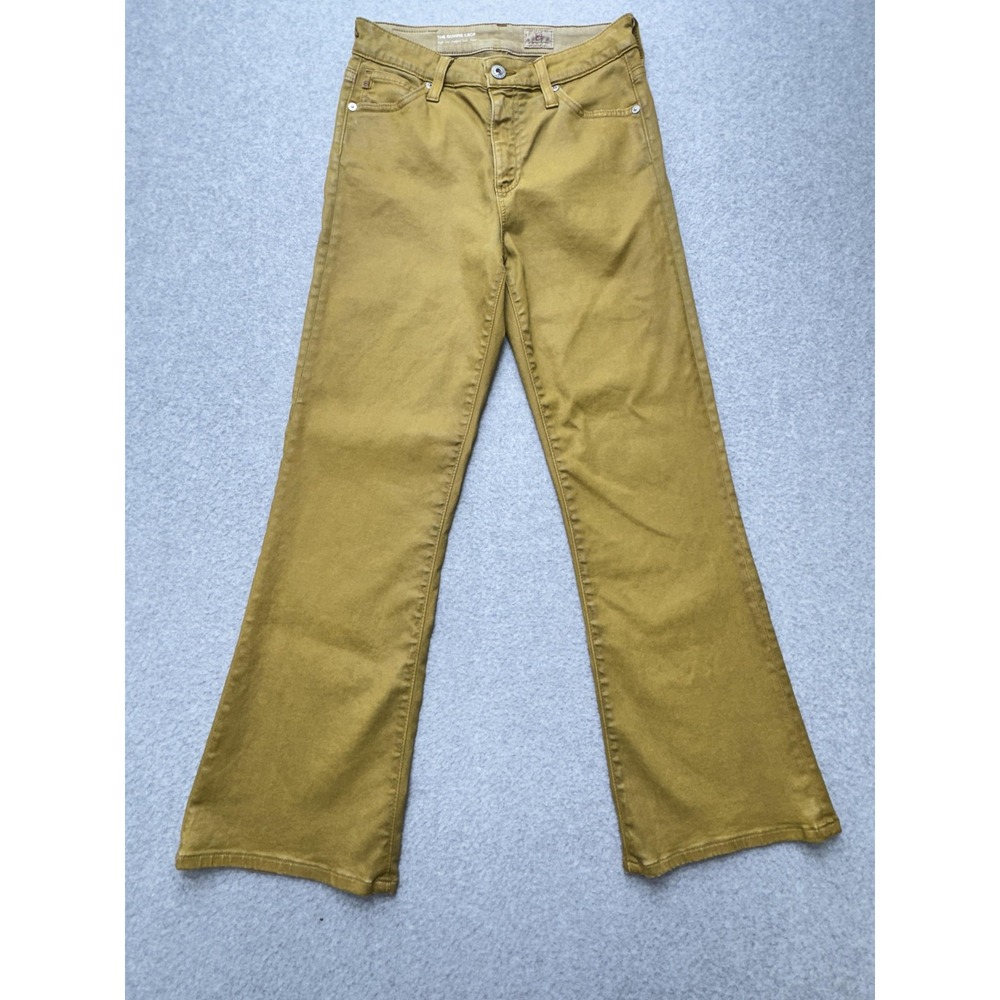 AG Adriano Goldschmied Jeans Womens 27 Yellow Quinne Crop Flare‎ High Rise USA